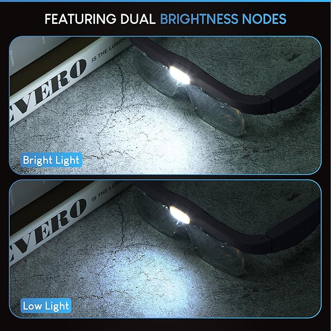 YOCTOSUN Magnifying Headset with 3 LED Lights, Storage Case, Head Strap and 5 Detachable Lenses 0.75X,1.25X,2.0X,3.0X 4.0X, Magnifying Glasses for Close Work, Jewelry, Hobby