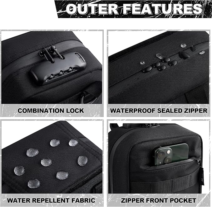 Storage Bag with Combination Lock Small Travel Medicine Lock Box Carbon Lined Tactical Molle Pouch Case Money Cosmetic Organizer
