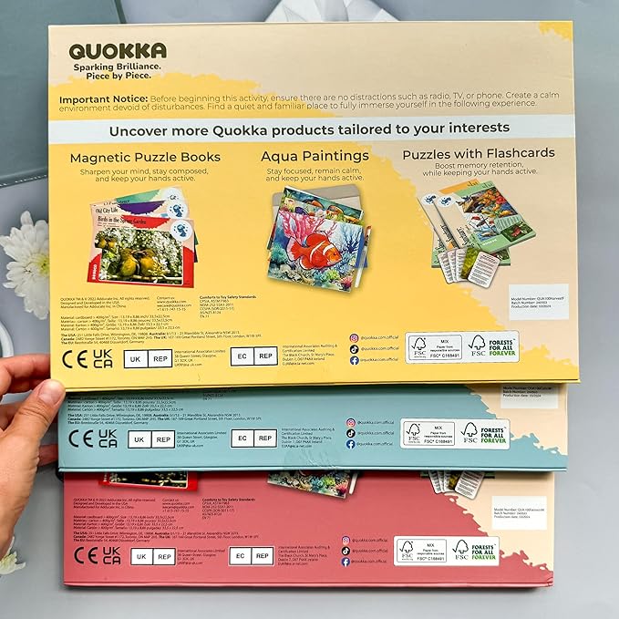 QUOKKA 100 Pieces Dementia Puzzles for Elderly - 3SET Large Piece Puzzles for Seniors - 9 Memory Flashcards with Facts I 25 Discussion Prompts per Puzzle - Alzheimer's Activities Products for Elderly