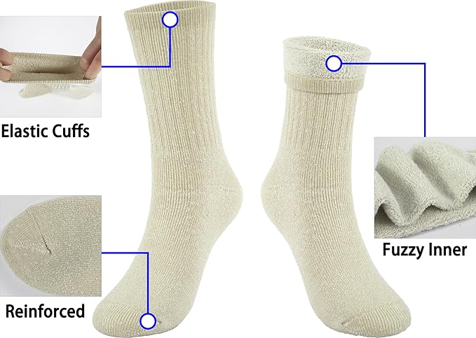 BomKinta Wool Hiking Socks Women - Merino Thick Warm Thermal Boot Socks - Winter Cozy Crew Sock Size 5-11