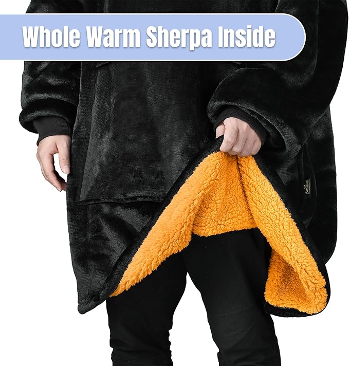 Catalonia Oversized Blanket Hoodie Sweatshirt, Wearable Sherpa Lounging Pullover for Adults Women Men