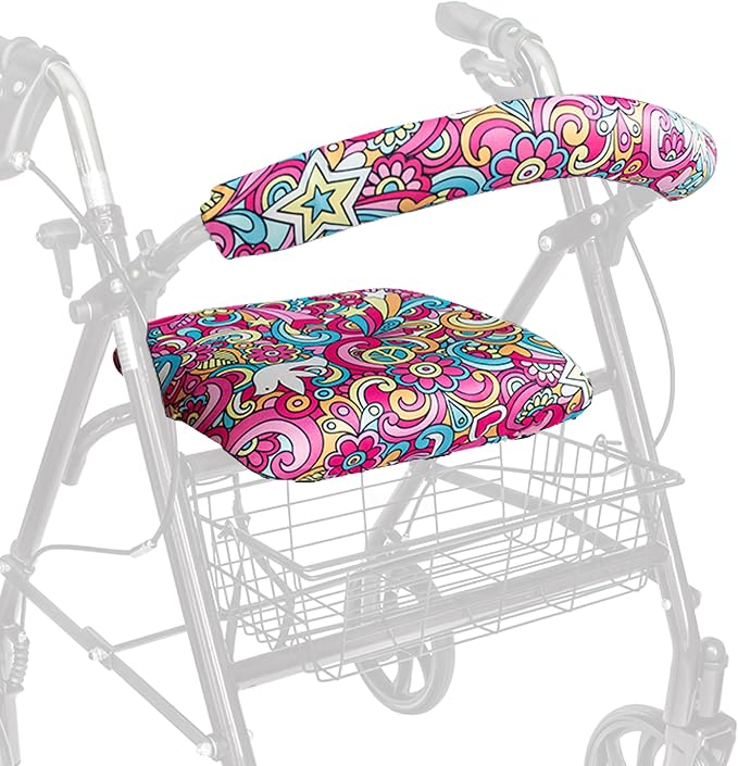 Top Glides Universal Rollator Walker Seat and Backrest Covers (Peace)