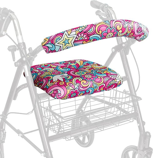 Top Glides Universal Rollator Walker Seat and Backrest Covers (Peace)