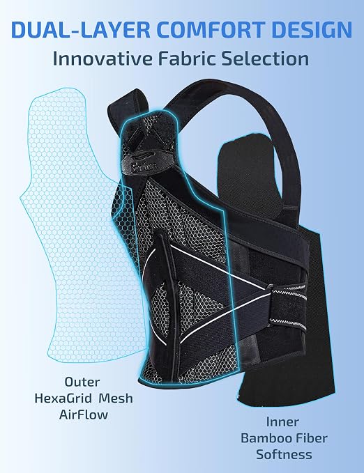 Posture Corrector, Bionic System Back Brace, Dual 3D Pads | Spine-Conforming Design, Size-Specific Fit, Bamboo Fiber Lining