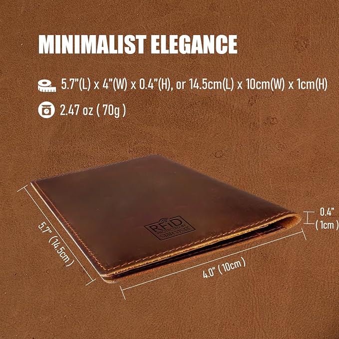 STAR VISTA Albatross Leather Travel Passport Holder, Minimalist Design, Full Grain Leather Case for Men and Women - Slim Passport Wallet, Bifold, RFID Blocking, with AirTag Holder
