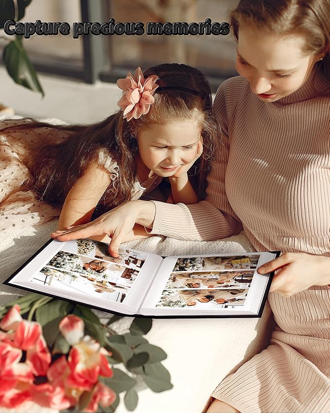 Artfeel Photo Album 4x6 with 300 Pockets,Slip-in Picture Albums,Linen Cover Memory Book with Front Window,White Page Vertical Photo Book for Wedding,Family,Anniversare,Baby,Vacation