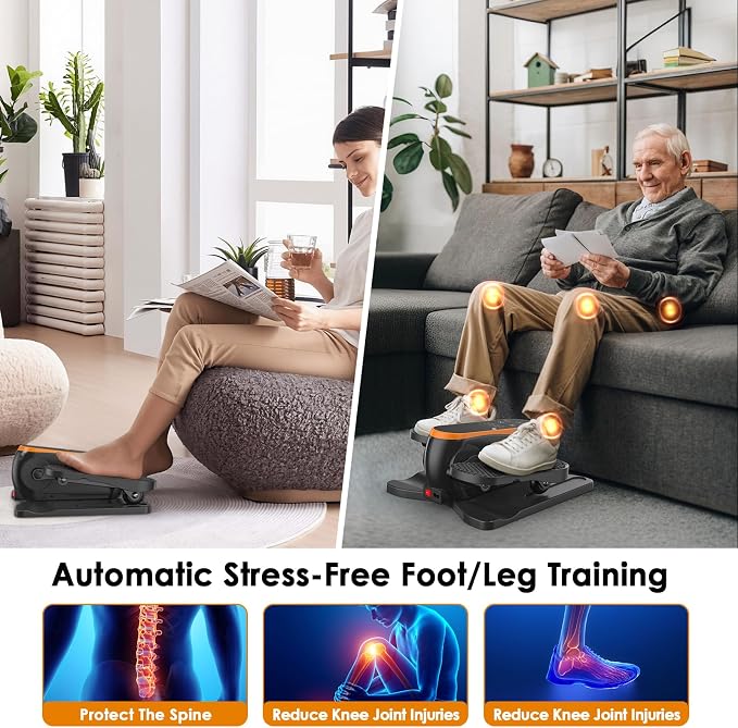 Under Desk Elliptical Machine for Senior Mini Elliptical Leg Exerciser with Remote Quiet Portable Electric Seated Foot Pedal Exerciser for Home Office