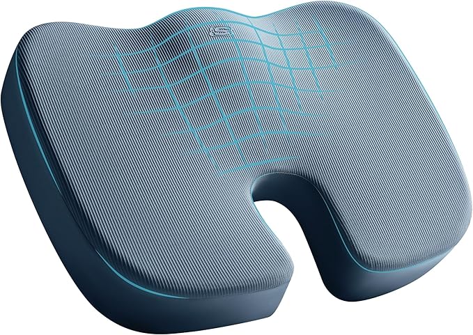 Skechers Memory Foam Seat Cushion,Office Chair Cushion for Tailbone Pain Relief,Butt Pillow for Office Chair,Car seat Cushion,Computer Desk,Long Sitting Office Workers,and Car Drivers,Blue