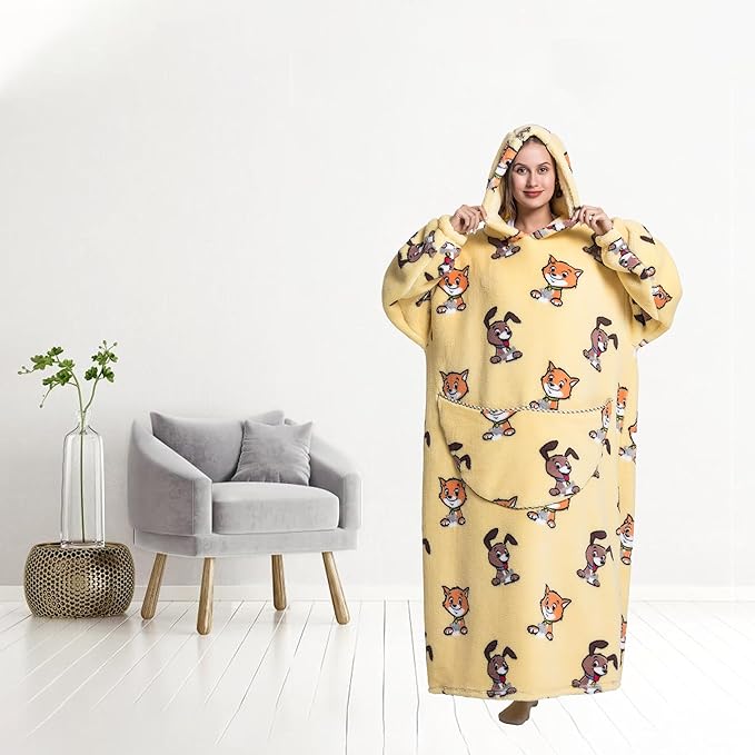 Blanket Hoodie, Long Hooded Blanket Sweatshirt as Birthday Gifts for Women Men, Long Wearable Blanket for Women Men.