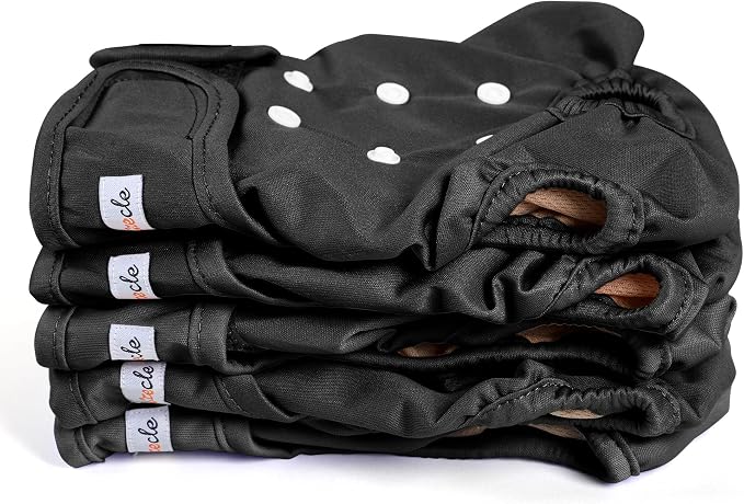 Female Dog Diapers 5Pcs - Premium Reusable Diapers for Doggie in Heat - Highly Absorbent Dog Diapers Female for Pet Incontinence with Adjustable Snaps, Black, L