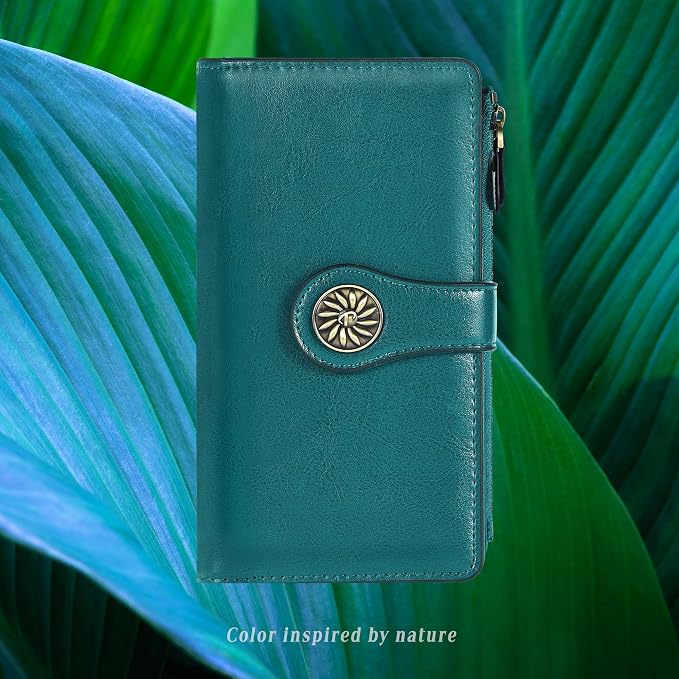 Travelambo Women's Wallet RFID Blocking Trifold Clutch Large Capacity Credit Card Holder Travel Purse