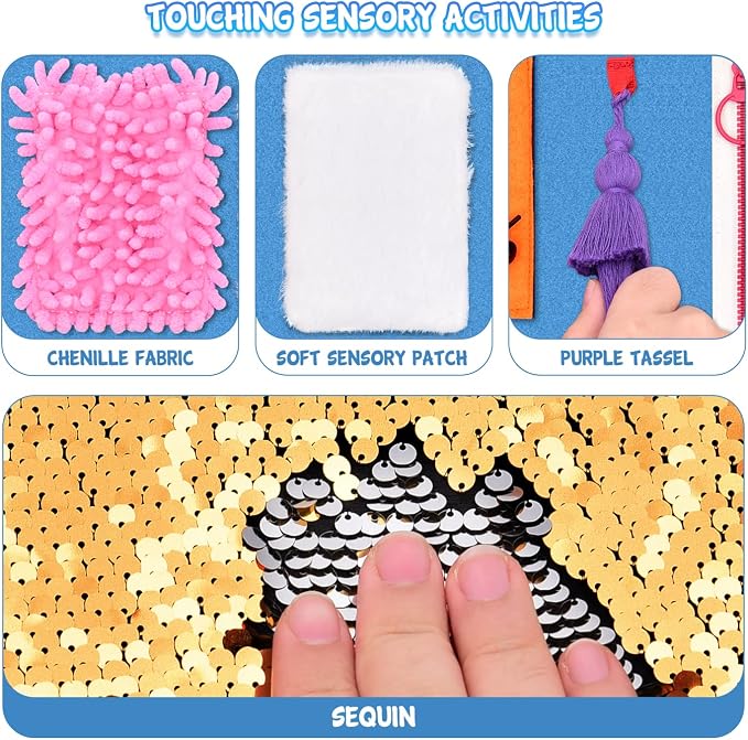 Fidget Blanket, Dementia Activities for Seniors, Alzheimer's Products, Aids in Therapy of Person with Autism, Alzheimers and Dementia. (12 x 24 in)