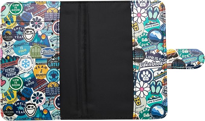 Life is Good Travel Passport Cover - Anti-Theft Passport Holder Wallet with Interior Card Slots, Magnetic Snap Closure, Newsprint | Slim Design, Card Slots, Snap Closure, Fits Neatly in a Purse or Backpack, Keeps Documents and Boarding Pass Organized