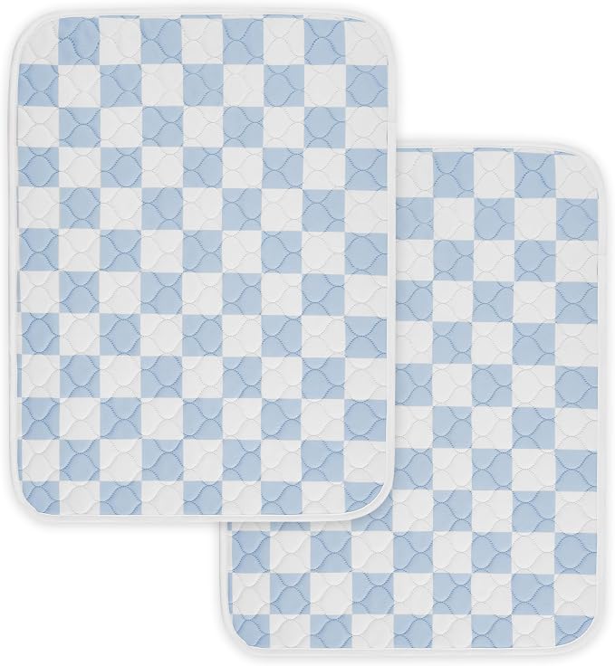 2 Pack Blue Checkered Washable Pee Pads for Dogs, Checkered Reusable Dog Pee Pads, for Puppy Playpen, Crate, Whelping Box, Potty Training, Cute Aesthetic Absorbency, Leak-Proof Non-Slip, Large