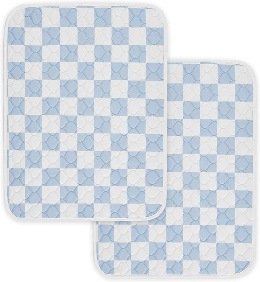2 Pack Blue Checkered Washable Pee Pads for Dogs, Checkered Reusable Dog Pee Pads, for Puppy Playpen, Crate, Whelping Box, Potty Training, Cute Aesthetic Absorbency, Leak-Proof Non-Slip, Large