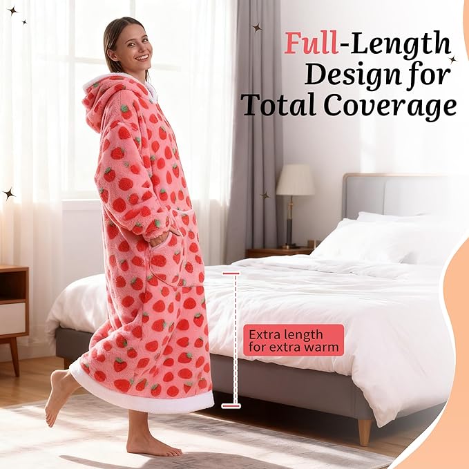 Blanket Hoodie, Long Hooded Blanket Sweatshirt as Birthday Gifts for Women Men, Long Wearable Blanket for Women Men.