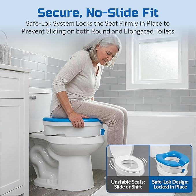 Platinum Health Soft-TOP 2.0 Deluxe Padded Raised Toilet Seat. Soft, Warm Padded Elevated Riser for Elongated/Round Toilets. Adds 5.5 Inches in Height for Safe Toileting. (no armrests) | Easier, Safer Sit & Stand at the Toilet - padded seat, tool-free ...