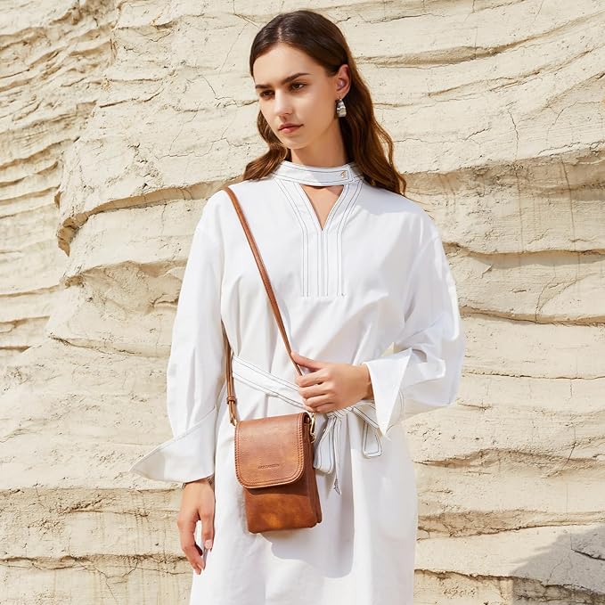 BOSTANTEN Small Crossbody Bag for Women Designer Cell Phone Purse | Vegan Leather, Multiple Pockets, Card Slots, Compact Size for Phone, Cards and Keys, Daily Travel Shopping Use