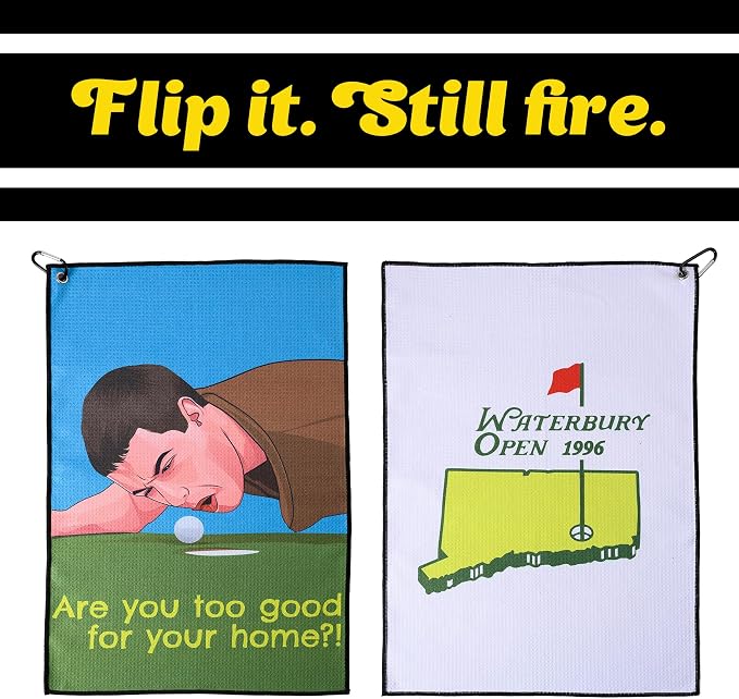 ZEETY Funny Golf Towel – 16" x 24" Premium Microfiber with Clip Holder for Golf Bags – Golf Accessories & Gifts for Men and Women (GO Home, Ball)