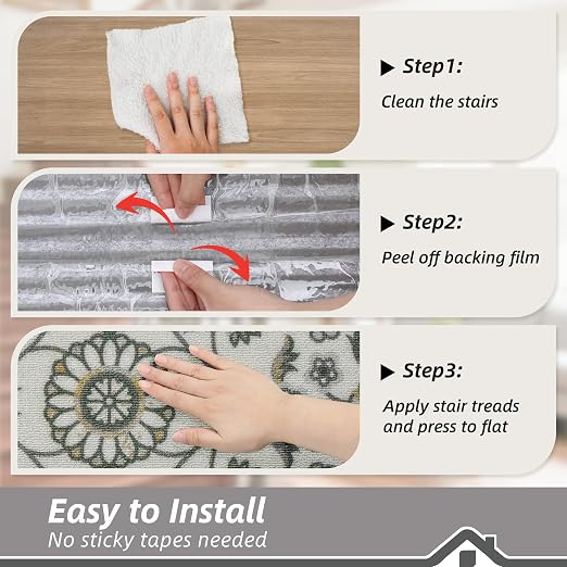 BEQHAUSE Stair Treads for Wooden Steps, 8"X30", 15pcs, Grey | Non-Slip Machine Washable Carpet Stair Treads, TPE Backing, 100% Polyester, Soft Indoor Stair Runner for Kids Elders and Pets