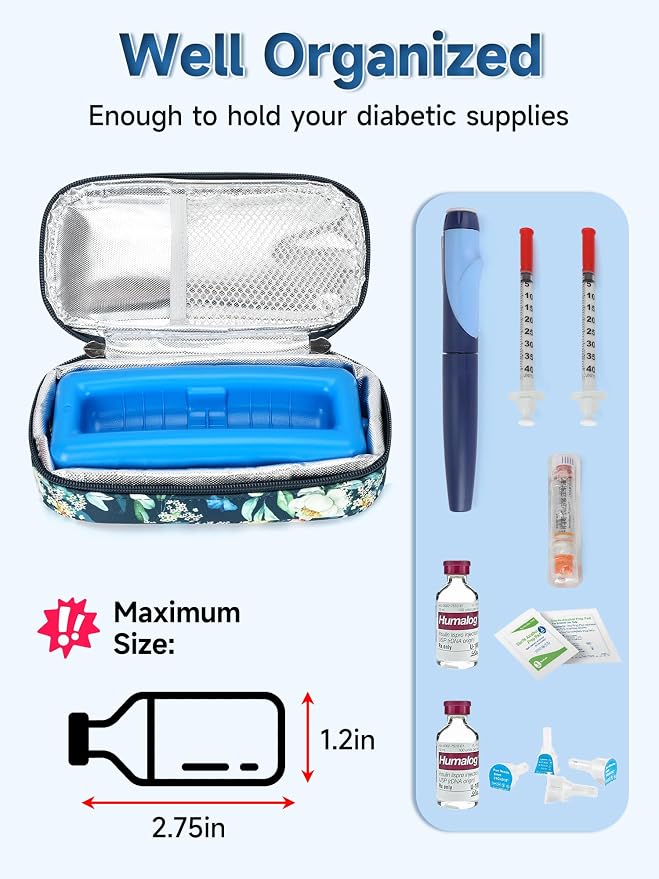 YOUSHARES Peptide Vials Cooler Travel Case - TSA Approved Diabetic Insulin Vial Cooling Bag with Protective Ice Brick, Refrigerated Diabetes Supplies Organizer, GLP-1 Medication Storage