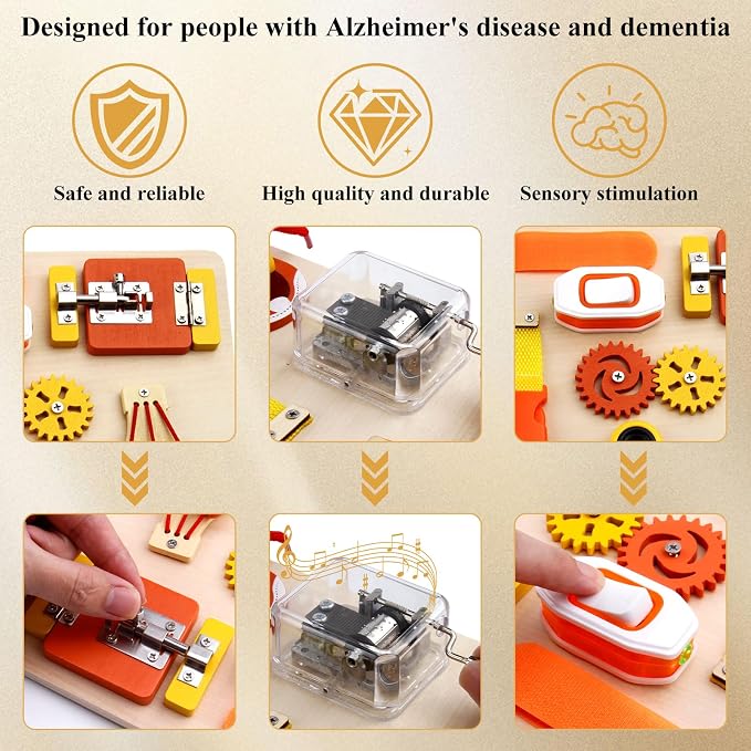 Fidget Busy Board for Adults with Dementia, Dementia Products for Seniors- Sensory Activity Board with Tactile Stimulation for Alzheimer's Patients, Ideal Gift for Memory Care