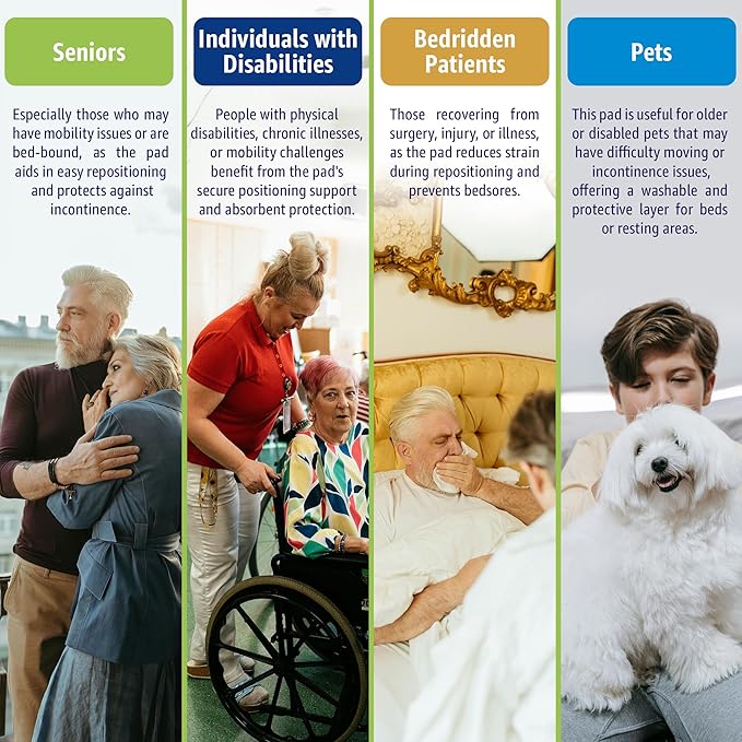 Bed Pads Washable Waterproof 34"x36"- Pack of 4 Incontinence Bed Pads & Washable Pee Pads for Adults - Dementia Products for Elderly & Elderly Assistance Products - Reusable Pee Pads for Dogs & Kids