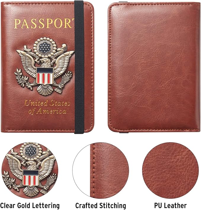 Premium Passport Holder for Travel RFID Blocking Passport Cover Slim | Passport Cover for Women Men Leather US Passport Wallet Case for Travel Passport Book Cover Travel Document Organizer Carrier