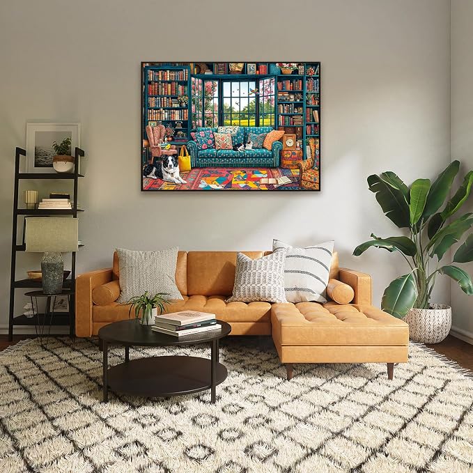 Puzzles for Adults 1000 Pieces,Cozy Study Jigsaw Puzzle with 1:1 HD Poster, Perfect Interlocking No Dust, Stress Relief Ideal Gift for Family Games