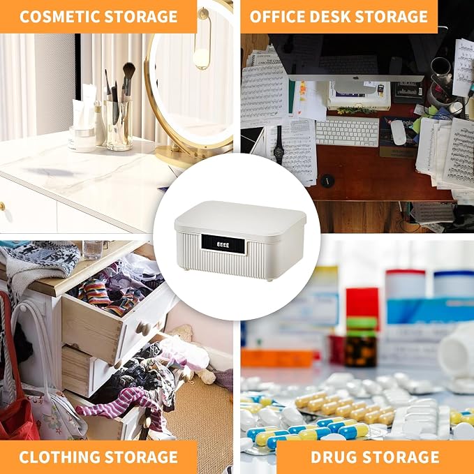 Saim Lockable Storage Box, 2.3 Gallon/9 Liter Combination Lock Box, Medicine Case Container for Personal Private Items, Medicines, Food, Snacks, Locking Cell Phone Smart Device Jail (White)