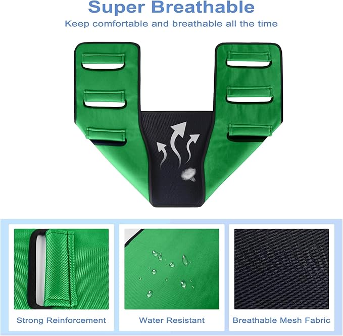 Transfer Sling for Seniors, Transfer Belt Widened Back Curve Design Sling for Movement, Transfer Boards for Bedridden Patient, Bed Assist Handle, Back Lift Belt for Patient Care (Green)