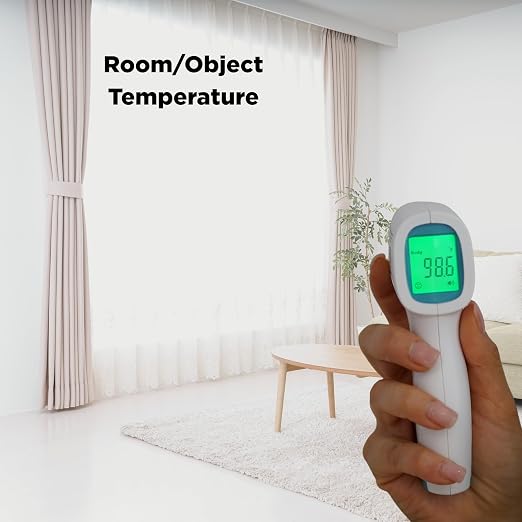 MOBI No Touch Forehead Thermometer for Baby, Kids & Adults, Fast 1-Second Digital Infrared Thermometer, Fever Indicator, Silent Mode, Touchless with Object & Room Mode