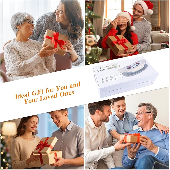 Multifunctional Electric Lumbar Traction Device for Lower Back Pain Relief, Back Traction Device with 3 Massage Modes Dynamic Traction, High-Temp Thermotherapy, Multi-Timer Options & Manual Adjustment