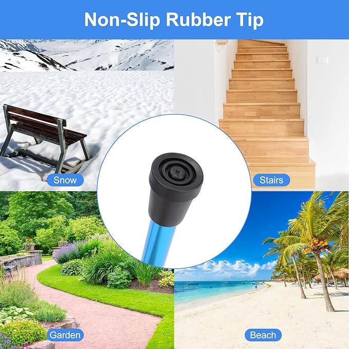 supregear Folding Cane, 5-Level Adjustable Height Walking Stick Lightweight Collapsible Portable Travel Cane with Wrist Strap and T Handle for Elderly Disabled Men Women