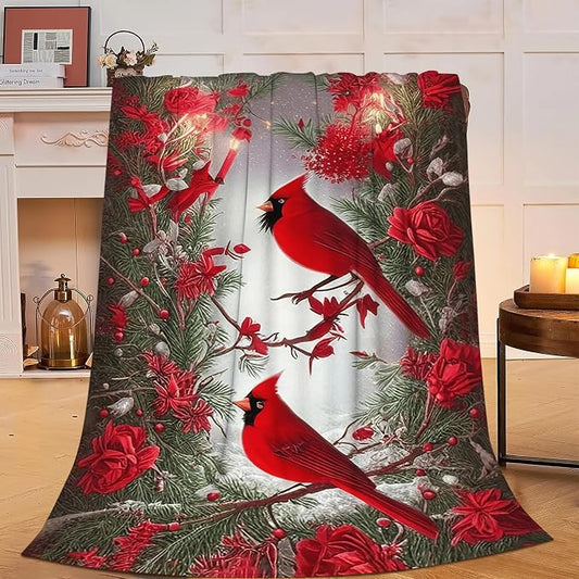 Yibuda Cardinal Blanket Soft Cozy Fleece Throw Blanket Lightweight Warm Red Bird Flannel Plush Stuff Decor Blanket Cardinal Gifts for Lover Girls Boys Kids Women Adults Bed Travel 40"x50"