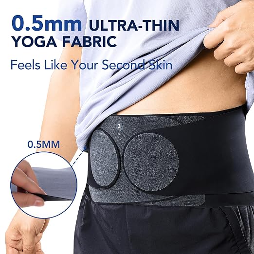 0.5mm Ultra Thin Back Brace for All Day Comfort, Wear under Clothes | Invisible Back Support, Seamless Design, Removable Lumbar Pad, Adjustable Compression, Lower Back Pain Relief, Black, Size XL