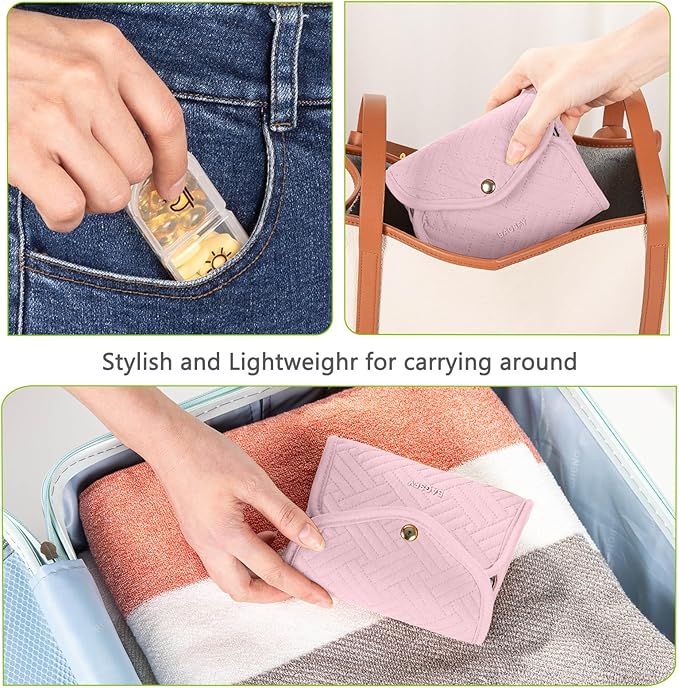 BAGSFY Weekly Pill Organizer 3 Times a Day in a Cute Fabric Pill Case, Medicine Pill Organizer, Pill Box, Portable Travel Pill Case, Pill Container for Medication, Vitamins, Fish Oils, Supplements
