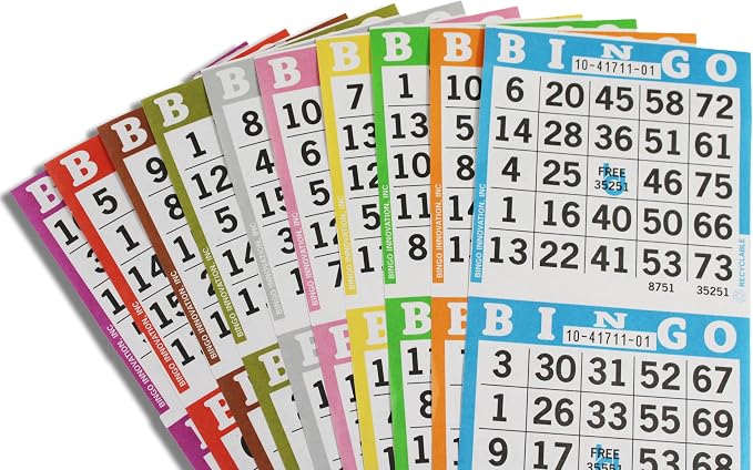 Bingo Books – 6 Faces, 10 Pages Each, 100 Disposable Game Books – Recyclable Dauber Sheets – Bulk Bingo Cards for Seniors & Adults (6on10up)