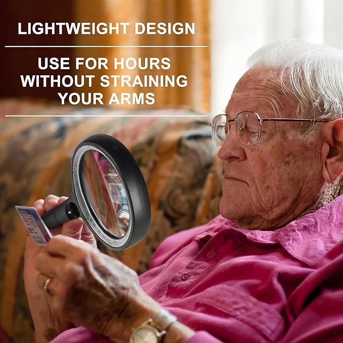 Magnifying Glass with 30 LED Lights, 10X 20X 45X Handheld Illuminated Lighted Magnifier with 1UV Light for Seniors Reading, Inspection, Coins, Jewelry, Exploring Light Magnifying Glass (Orange)