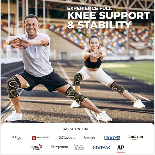 Modvel 2 Pack Knee Brace for Women & Men - Workout Knees Compression Sleeve for Knee Pain Relief Joint Support for ACL, Arthritis, Meniscus Tear Knees Brace for Sports, Rodilleras para Gym Fitness