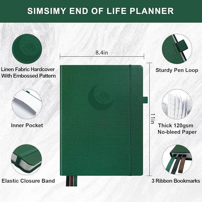 End of Life Planner, Guided Estate Planning Organizer Notebook, Final Arrangements Organizer for Beneficiary, Will Preparation, Last Wishes & Funeral Planning, In Case of Death Organizer, 8.4x11"
