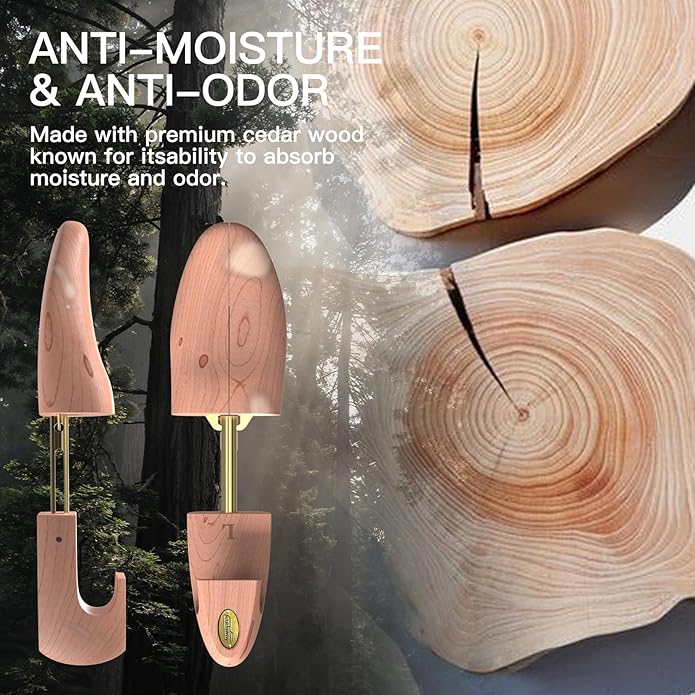 eachway Cedar Shoe Trees for Men and Women, Wooden Shoe Stretcher, Sneaker and Dress Shoe Widener, Shape Keeper