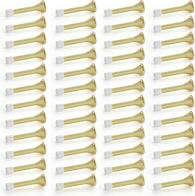 Ravinte Door Stoppers, 48 Pack Gold Spring Door Stops with Rubber Bumper, Door Stoppers for Bottom of Door