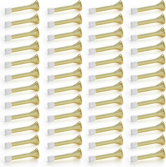 Ravinte Door Stoppers, 48 Pack Gold Spring Door Stops with Rubber Bumper, Door Stoppers for Bottom of Door