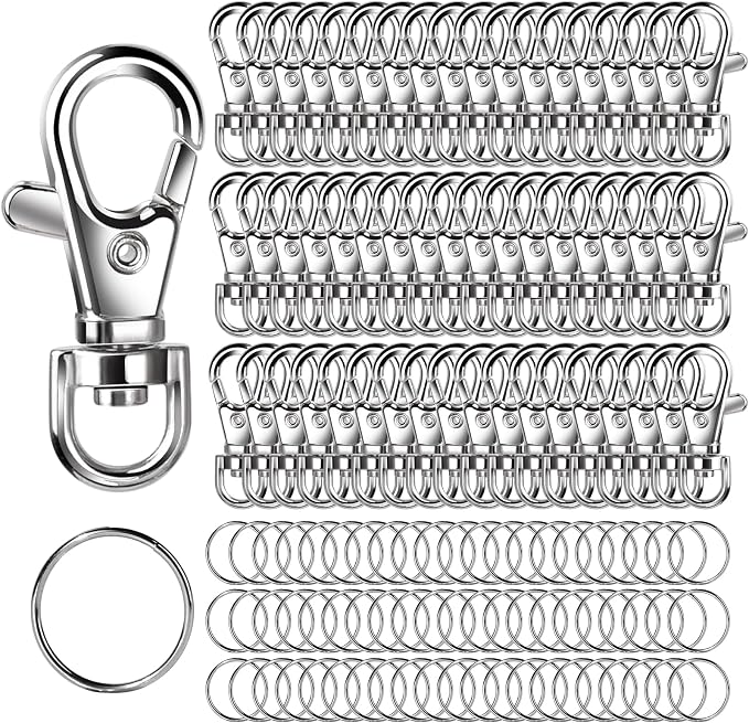 LEOBRO 160PCS Lobster Claw Clasps and Key Rings, Keychain Making Kit, 80PCS Keychain Clips and 80PCS Key Chain Rings, Key Chain Making Kit for Crafts, Keychains, Jewelry