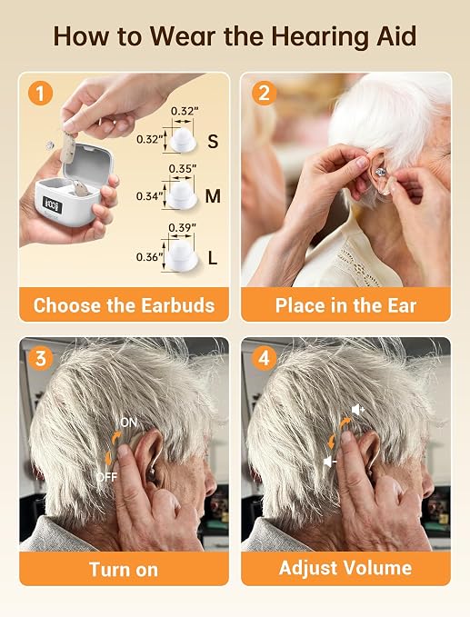 OTC Hearing Aids for Seniors, 2026 Rechargeable Digital Sound Amplifier with Noise Cancelling for Adults, Lightweight Beginner-Friendly Hearing Aids(White)