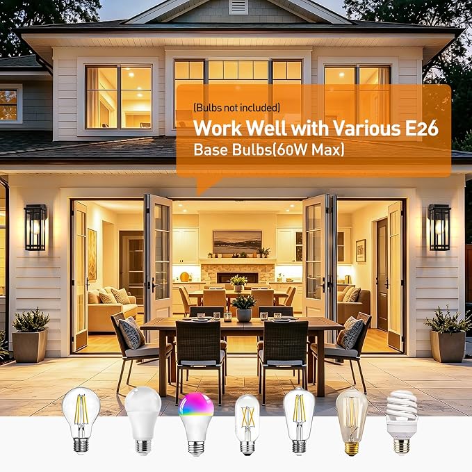 13.8'' Outdoor Wall Light Fixtures 2 Packs, Black Porch Lights | Outdoor Lights for House, Exterior Lighting Fixtures Wall Lanterns, Waterproof Modern Outside Sconce for Garage(No Sensor)