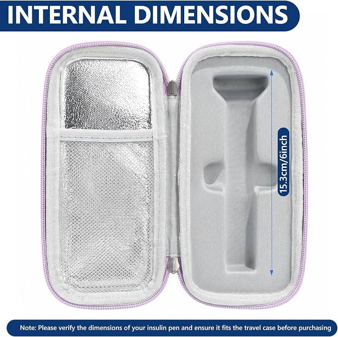 Portable Insulated Cooler Travel Case Fits 1 Zepbound Injector Pens, Tirzepatide Travel Case TSA Approved with 1PCS Reusable Ice Packs, EVA Medicine Organizer for Daily Use (Purple, Small)