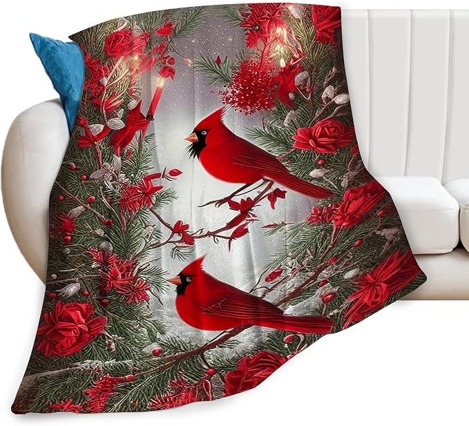 Yibuda Cardinal Blanket Soft Cozy Fleece Throw Blanket Lightweight Warm Red Bird Flannel Plush Stuff Decor Blanket Cardinal Gifts for Lover Girls Boys Kids Women Adults Bed Travel 40"x50"