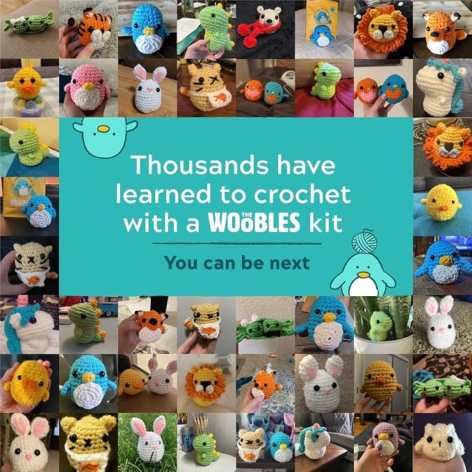 The Woobles Amigurumi Crochet Kit for Beginners (Felix the Fox) | As seen on Shark Tank, Kit includes: Easy Peasy Yarn, pre-started piece, hook, safety eyes, stuffing, video tutorials